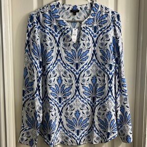 Talbots Blue and White Floral Blouse